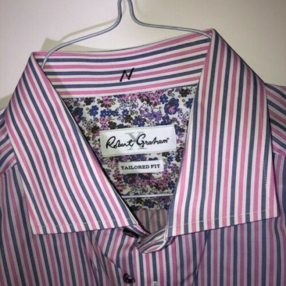 Robert Graham Men's Purple Stripe Cotton Shirt
